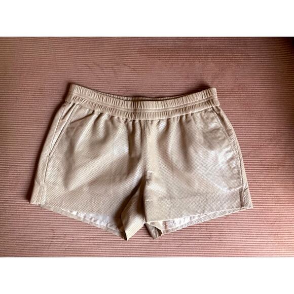 Tan Perforated LEATHER Lined Shorts - J Crew Collection - Size 2 - Picture 2 of 8